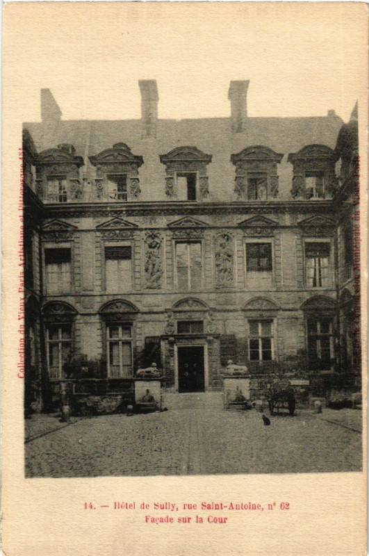 Carte postale ancienne Vieux Paris 4e Rue St. Antoine. Hotel de Sully à Paris 4e