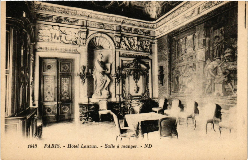 Carte postale ancienne Paris 4e Hotel Lauzun. Salle a manger à Paris 4e