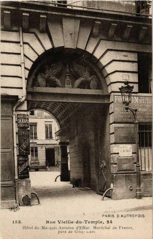 Carte postale ancienne Paris d'autrefois 4e Hote ldu Marquis Antoine d'Effiat à Paris 4e