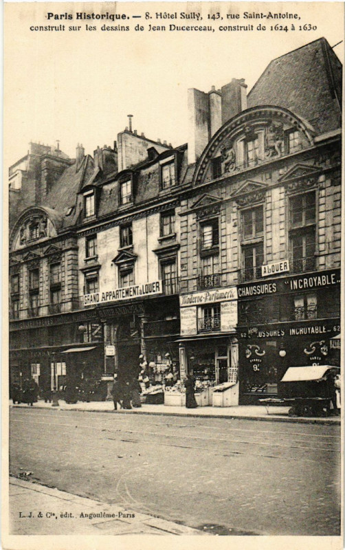 Carte postale ancienne Hôtel Sully, 143, rue Saint-Antoine à Paris 4e