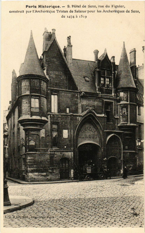 Carte postale ancienne Hôtel de Sens, rue du Figuier à Paris 4e