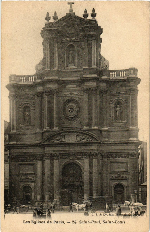Carte postale ancienne Les Eglises de Paris 4e St. Paul, St. Louis. à Paris 4e