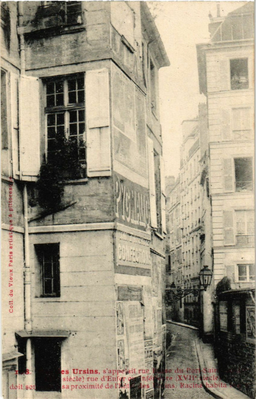Carte postale ancienne Vieux Paris 4e rue des Ursins. habitation de Racine à Paris 4e