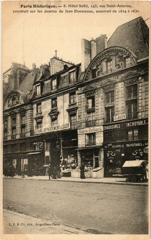 Carte postale ancienne Hôtel Sully, 143, rue Saint-Antoine à Paris 4e