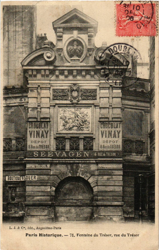 Carte postale ancienne Fontaine du Trésor à Paris 4e