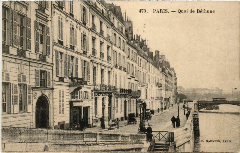 Carte postale ancienne Paris 4e quai de Bethune. à Paris 4e
