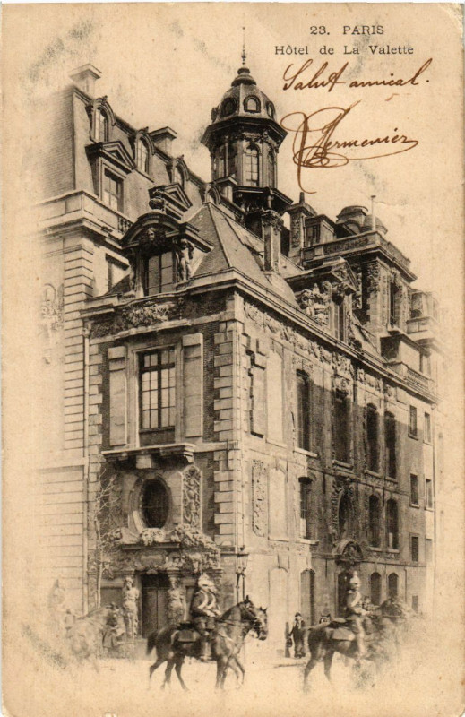 Carte postale ancienne Paris 4e Hotel de la Valette. à Paris 4e