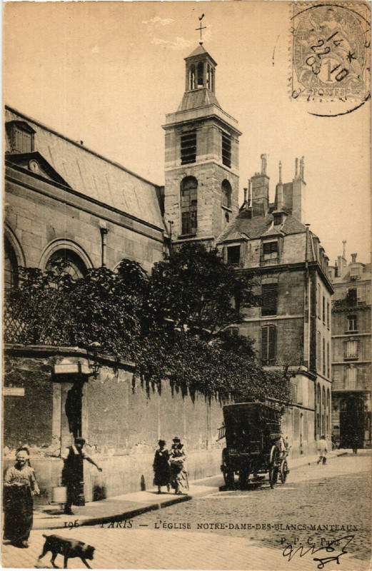 Carte postale ancienne Paris 4e Eglise N. D. des Balncs Manteaux. à Paris 4e