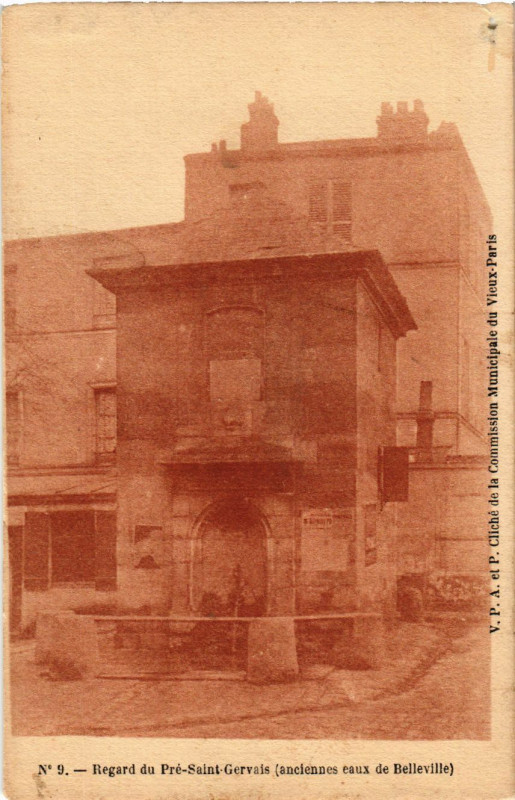 Carte postale ancienne Vieux Paris 4e Pre-Saint-Gervais. Anciennes eaux de Belleville à Paris 4e