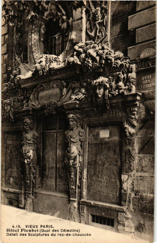 Carte postale ancienne Vieux Paris 4e Hotel Fieubert. Quai des Celestins à Paris 4e