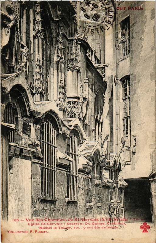 Carte postale ancienne Tout Paris 4e Eglise Saint-Gervais. vue de Charniers à Paris 4e