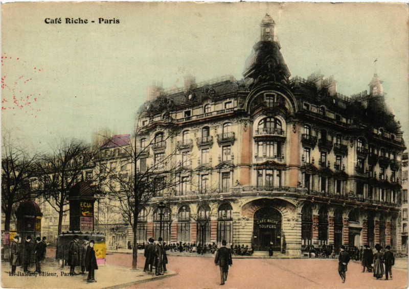 Carte postale ancienne Paris 4e Café Riche à Paris 4e