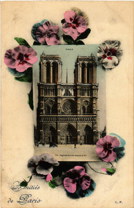 Carte postale ancienne Amities de Paris 4e N.-D. à Paris 4e