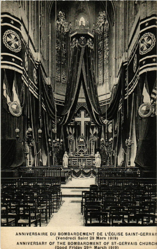 Carte postale ancienne Paris 4e Anniversaire du bombardement de l'Eglise St. Gervais à Paris 4e