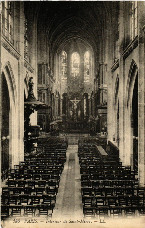 Carte postale ancienne Paris 4e Saint-Mery. Intérieur à Paris 4e