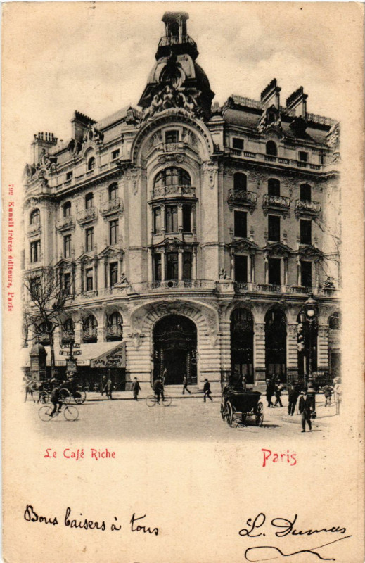Carte postale ancienne Paris 4e Le Café Riche à Paris 4e