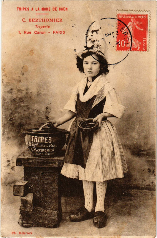 Carte postale ancienne Paris 4e 1 rue Caron. C. Berthomier, Triperie à Paris 4e