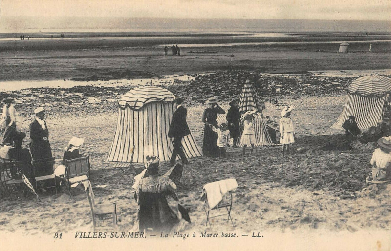 Carte postale ancienne Villiers Sur Mer La Plage A Maree Basse