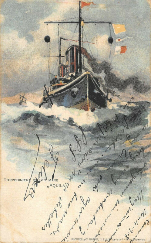 Carte postale ancienne Marine Paquebot Torpediniera D'Alto Mare Aquila