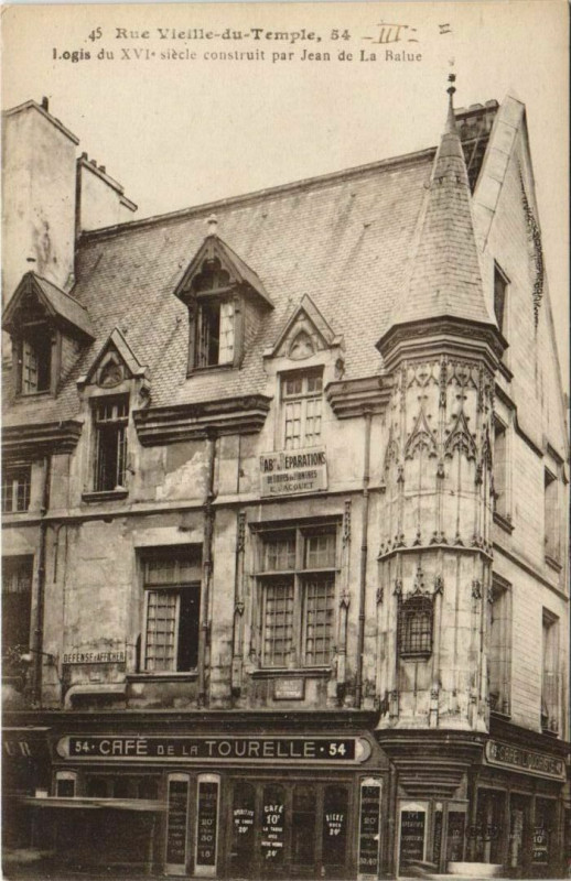 Carte postale ancienne Paris 3e 54, Rue vieille-du-temple Logis à Paris 3e