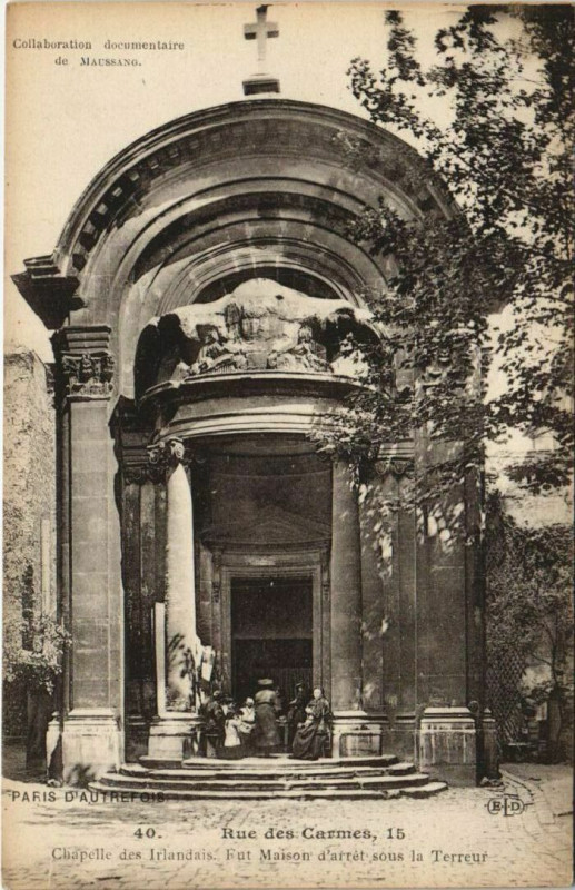 Carte postale ancienne Paris 5e 15, rue des Carmes Chapelle des irlandais à Paris 5e