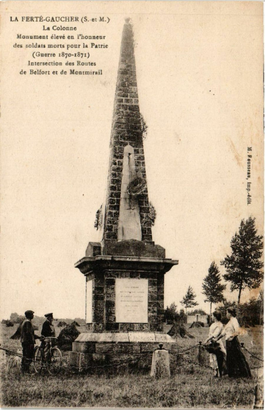 Carte postale ancienne La Ferte-Gaucher - La Colonne - Monument eleve en l'honneur à La Ferté-Gaucher