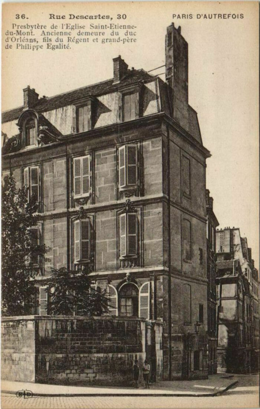 Carte postale ancienne Paris 5e 30, Rue Descartes presbytere à Paris 5e