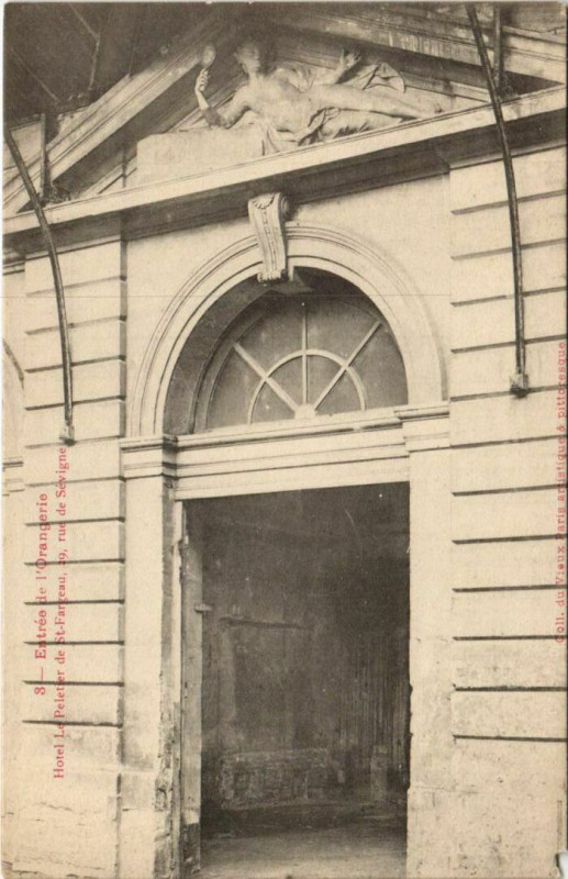 Carte postale ancienne Paris 4e 29, rue de Sévigné hotel Le peletier des Saint-Fargeau à Paris 4e