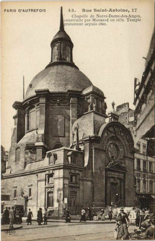 Carte postale ancienne Paris 4e 17, Rue Saint-Antoine Chapelle de Notre-Dame-des-Anges à Paris 4e