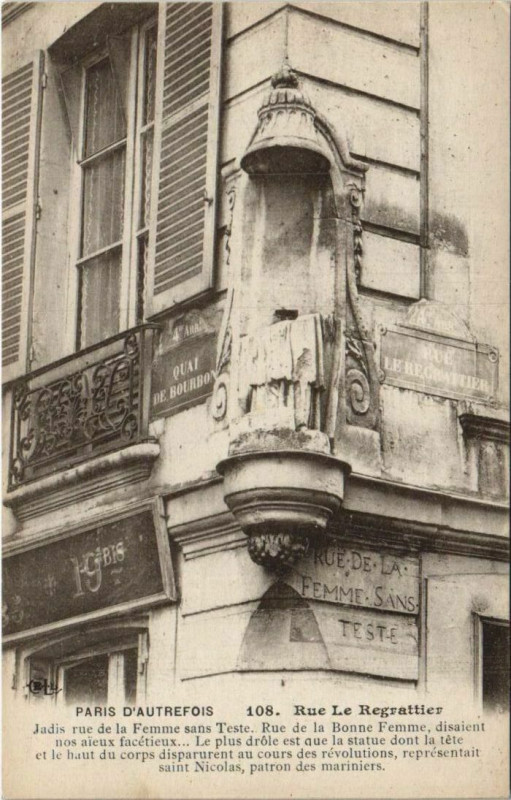 Carte postale ancienne Paris 4e Rue Le Regrattier à Paris 4e