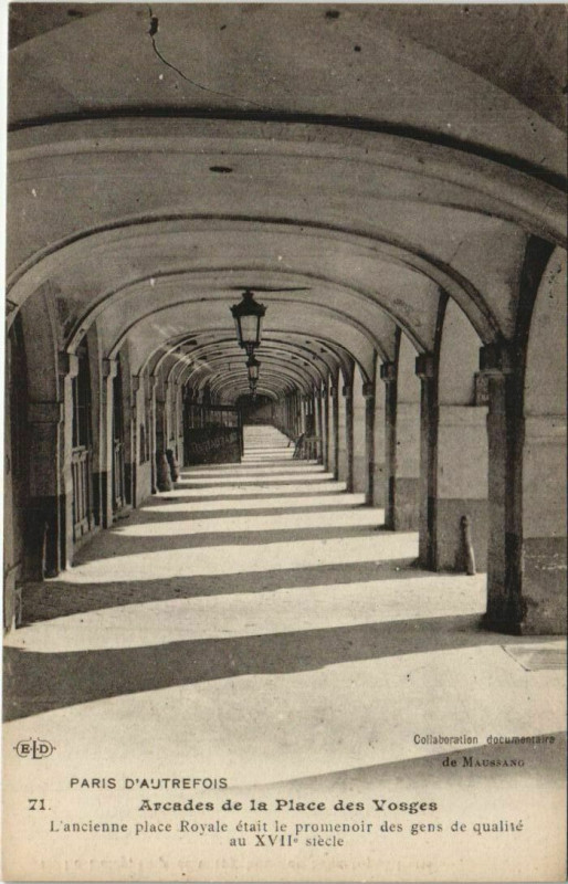 Carte postale ancienne Paris 3e Place des Vosges Aarcades à Paris 3e
