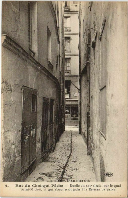 Carte postale ancienne Paris 5e Rue du Chat qui Peche à Paris 5e