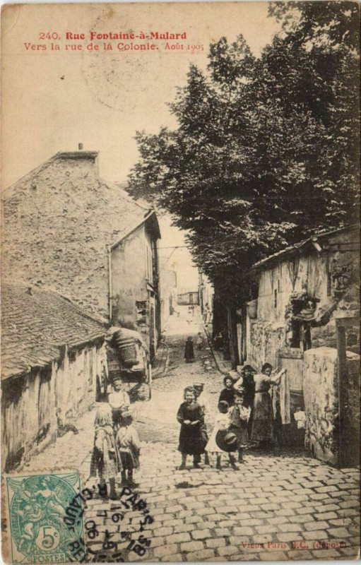 Carte postale ancienne Rue Fontaine-à-Mulard - Vers la rue de la Colonie - Août 1905 à Paris 13e