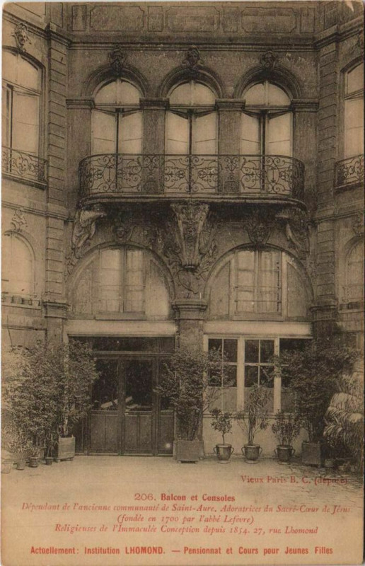 Carte postale ancienne Paris 5e 27, rue lhomond Balcon et Consoles à Paris 5e