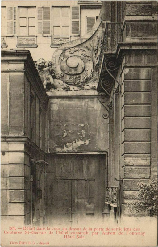 Carte postale ancienne Paris 3e Rue des Coutures Saint-gervais Hotel Salé à Paris 3e