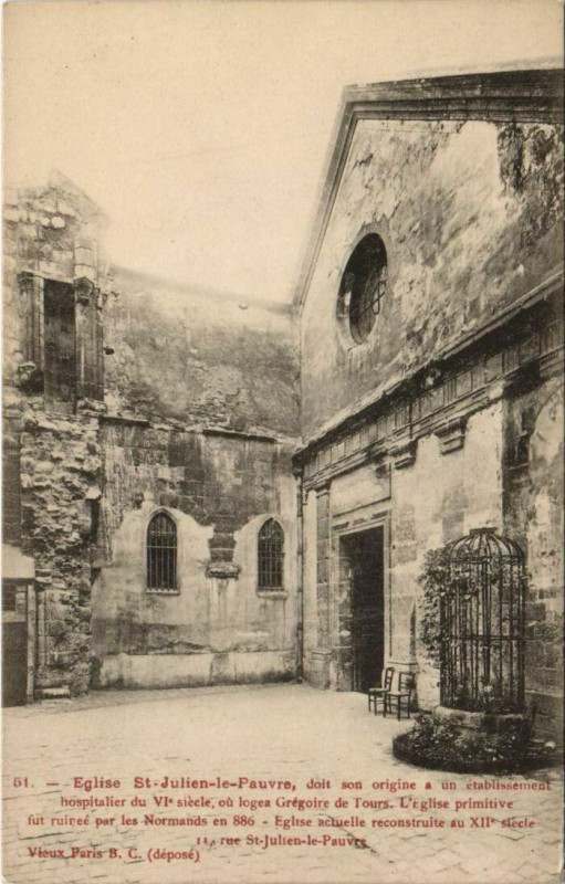 Carte postale ancienne Paris 5e 11, Rue Saint-Julien-le-Pauvre Eglise Saint-Julien-le-Pauvre à Paris 5e