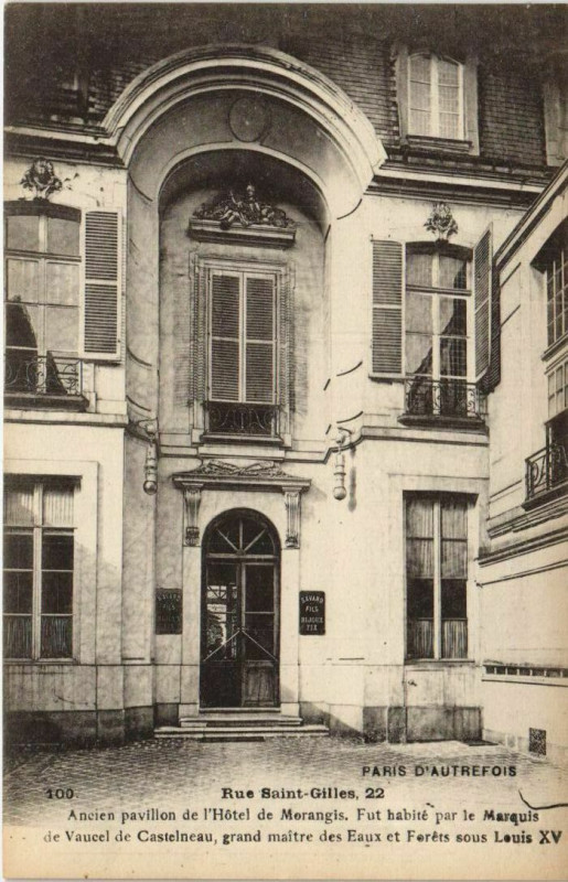 Carte postale ancienne Paris 3e 22, rue Saint-Gilles hotel de Morangis à Paris 3e