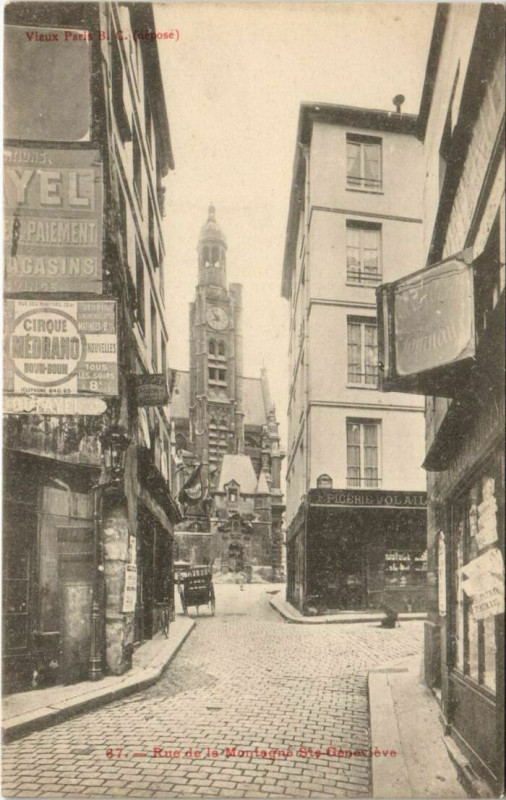 Carte postale ancienne Paris 5e Rue de la Montagne-Sainte-Genevieve à Paris 5e