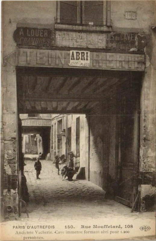 Carte postale ancienne Paris 5e 108, rue Mouffetard Ancienne vacherie à Paris 5e