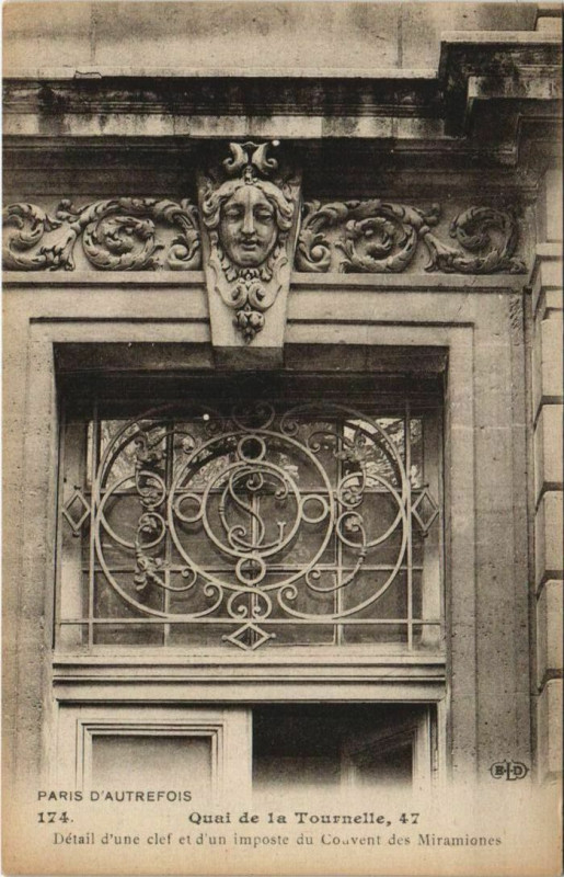Carte postale ancienne Paris 5e 47, Quai de la Tournelle Couvent des Miramiones à Paris 5e