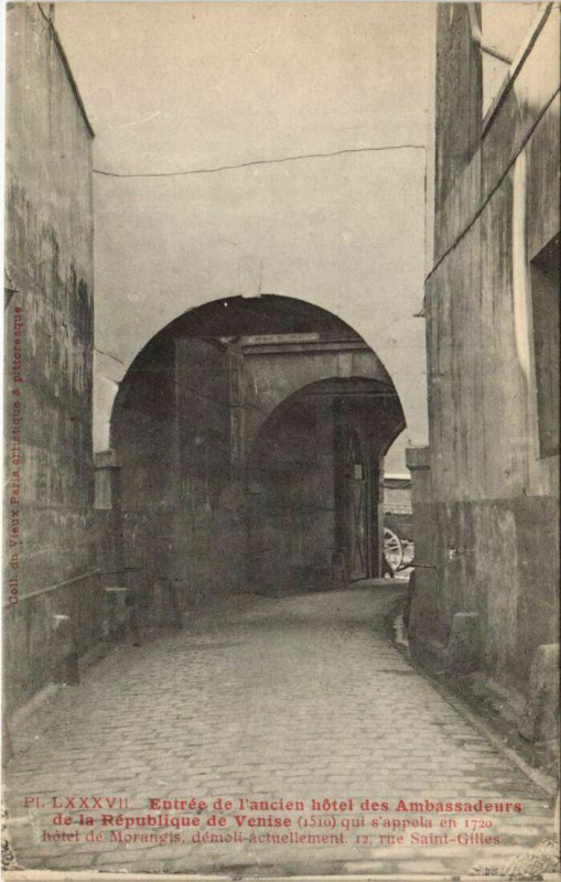 Carte postale ancienne Paris 3e 12, rue Saint-Gilles hotel des Ambassadeurs de Venice à Paris 3e