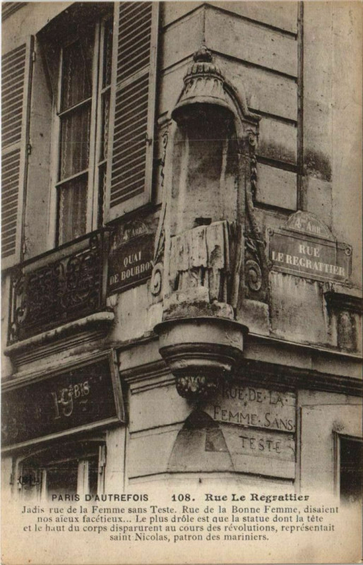 Carte postale ancienne Paris 4e Rue Le Regrattier à Paris 4e