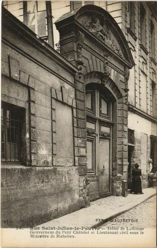 Carte postale ancienne Paris 5e Rue Saint-Julien-le-Pauvre Hotel de laffémas à Paris 5e