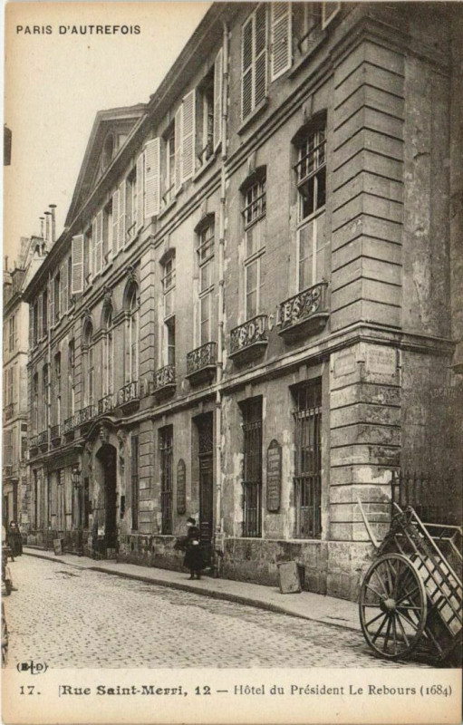 Carte postale ancienne Paris 4e 12, Rue Saint-Merri Hotel du Président Le Rebours à Paris 4e