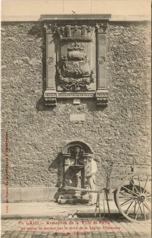 Carte postale ancienne Paris 5e 14, rue de l'Estrapade Armoiries à Paris 5e