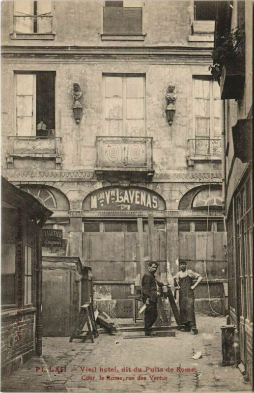 Carte postale ancienne Paris 3e rue des Vertus Puits de Rome à Paris 3e