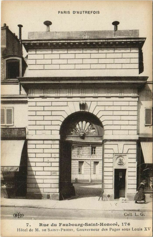 Carte postale ancienne Hôtel de M. de Saint-Priest - Gouverneur des Pages sous Louis XV à Paris 8e