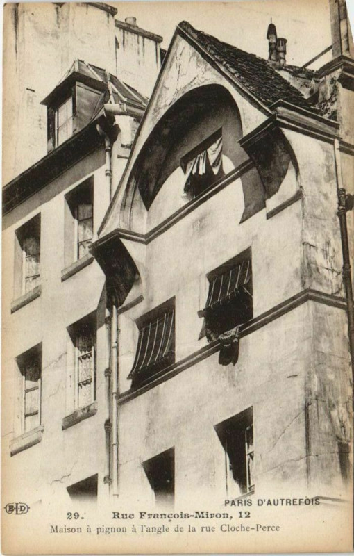 Carte postale ancienne Paris 4e 12, rue Francois-Miron maison a pignon à Paris 4e