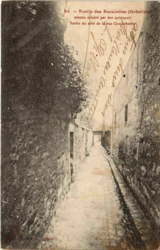 Carte postale ancienne Paris 13e Ruelle des Reculettes Gobelins à Paris 13e