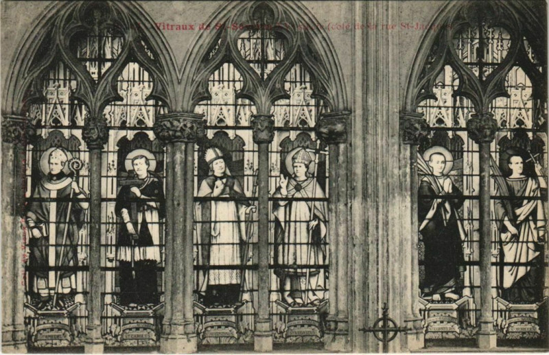 Carte postale ancienne Paris 5e Eglise Saint-Séverin Vitraux à Paris 5e
